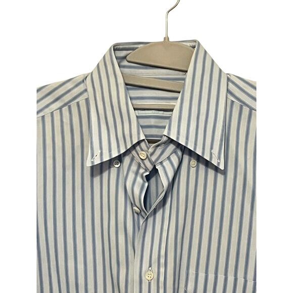 Tincati Milano Striped Dress Shirt •L• Premium Cotton Italy Blue Button Down - Picture 3 of 12